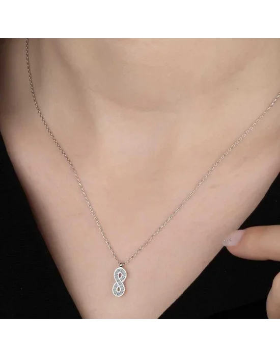 Swarovski Taşlı Gümüş Sonsuzluk Bayan Kolye