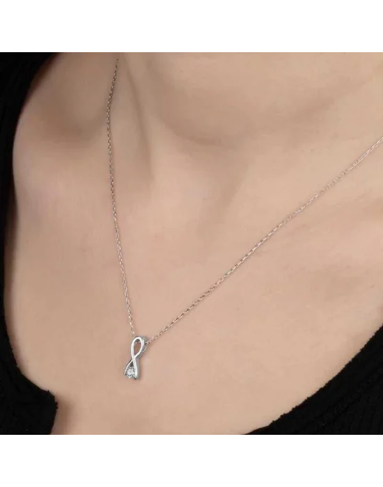 Swarovski Taşlı Gümüş Sonsuzluk Bayan Kolye