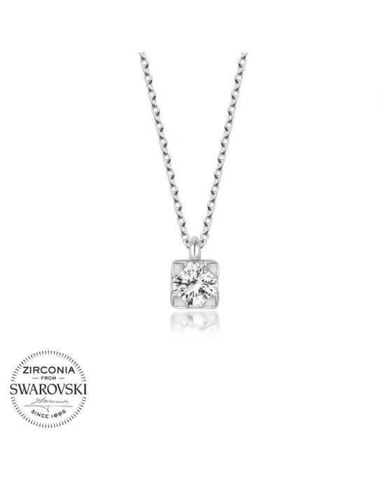 Swarovski Taşlı Gümüş Tektaş Bayan Kolye