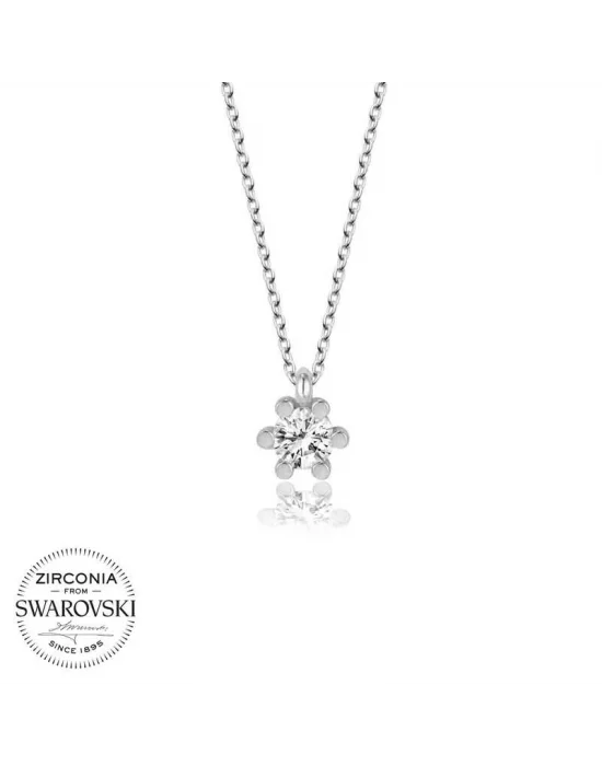 Swarovski Taşlı Gümüş Tektaş Bayan Kolye