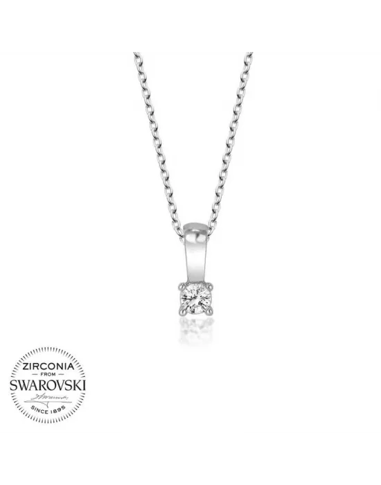 Swarovski Taşlı Gümüş Tektaş Bayan Kolye