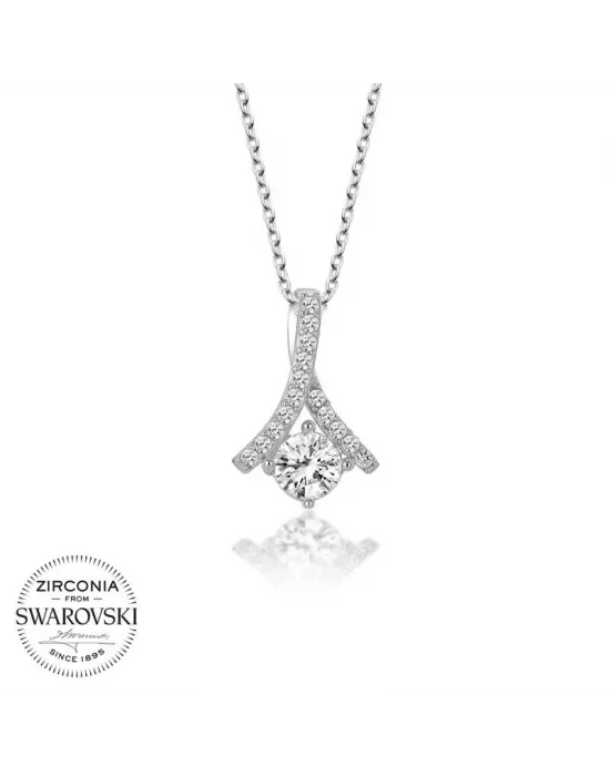 Swarovski Taşlı Gümüş Tektaş Bayan Kolye