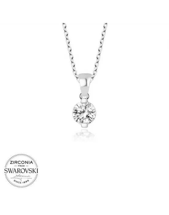 Swarovski Taşlı Gümüş Tektaş Bayan Kolye