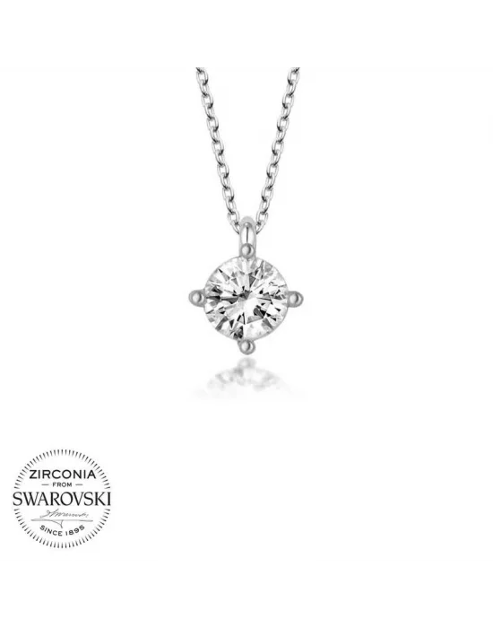 Swarovski Taşlı Gümüş Tektaş Bayan Kolye