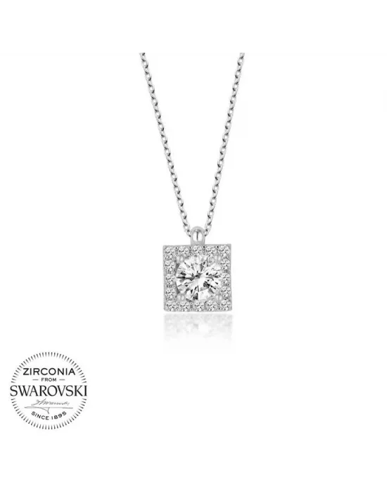 Swarovski Taşlı Gümüş Tektaş Bayan Kolye