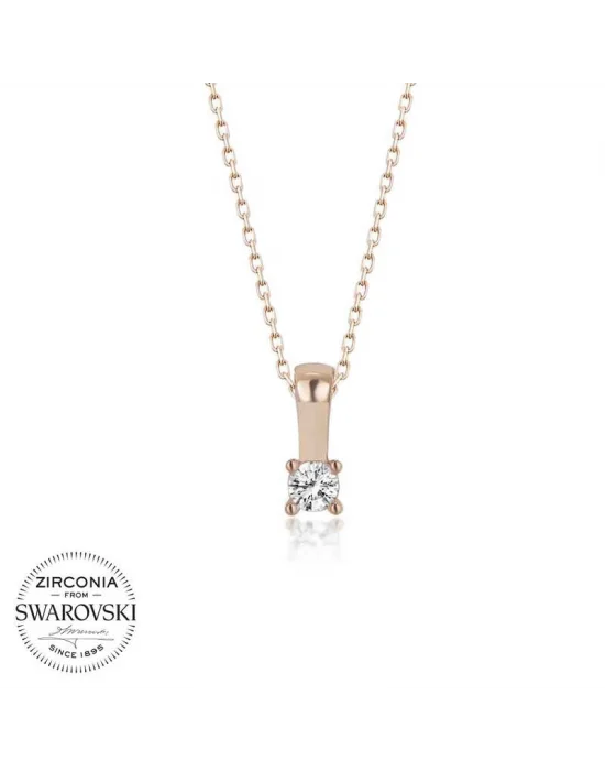 Swarovski Taşlı Gümüş Tektaş Bayan Kolye