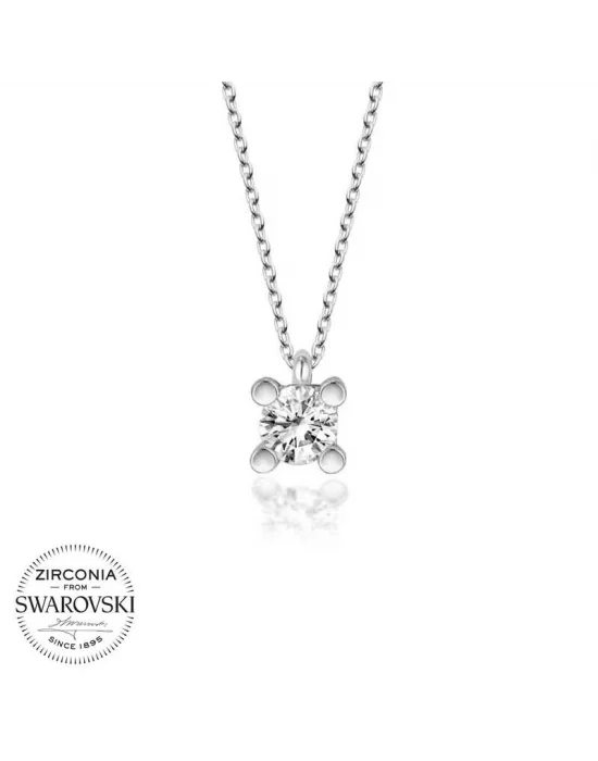 Swarovski Taşlı Gümüş Tektaş Bayan Kolye