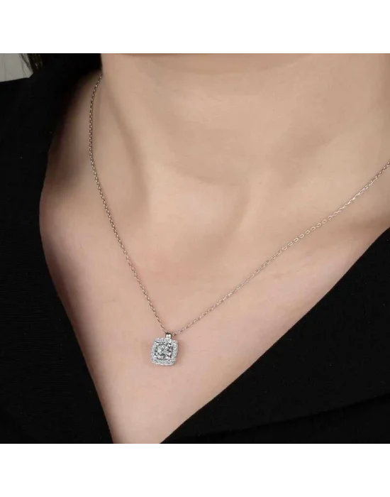 Swarovski Taşlı Gümüş Tektaş Bayan Kolye