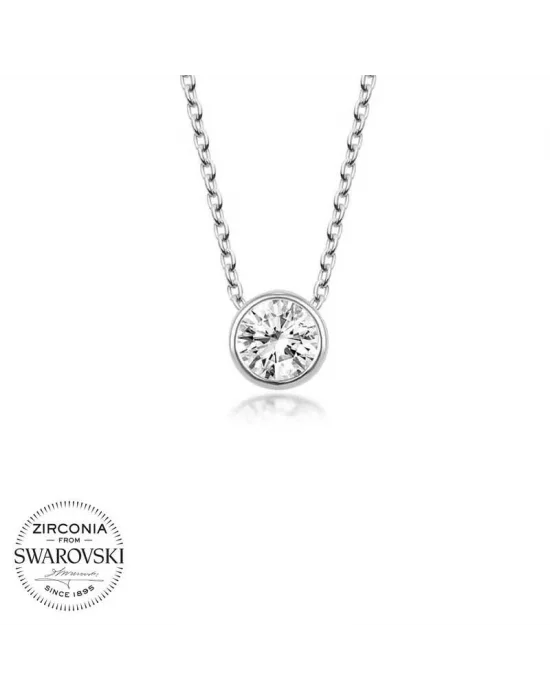 Swarovski Taşlı Gümüş Tektaş Bayan Kolye