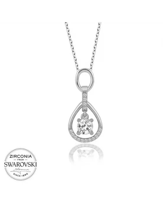 Swarovski Taşlı Gümüş Tektaş Bayan Kolye