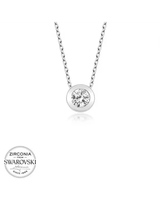 Swarovski Taşlı Gümüş Tektaş Bayan Kolye