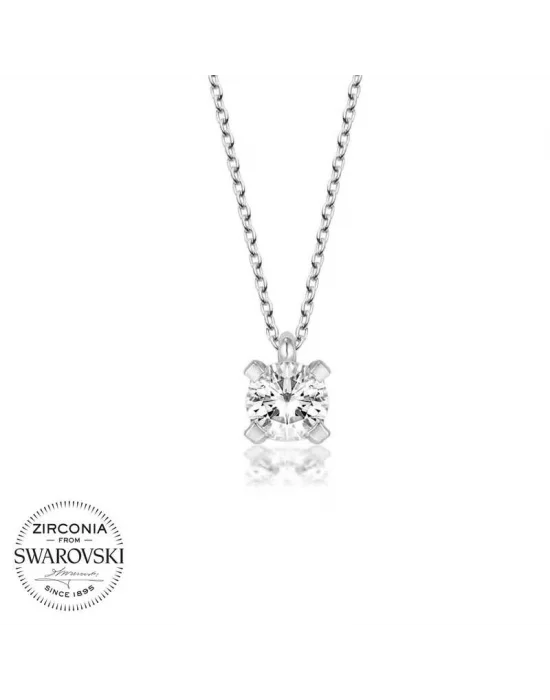 Swarovski Taşlı Gümüş Tektaş Bayan Kolye