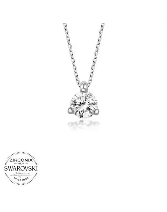 Swarovski Taşlı Gümüş Tektaş Bayan Kolye