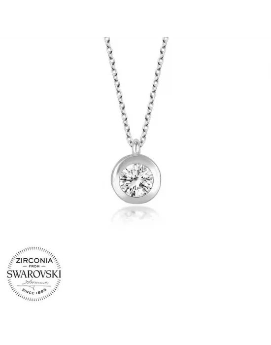 Swarovski Taşlı Gümüş Tektaş Bayan Kolye