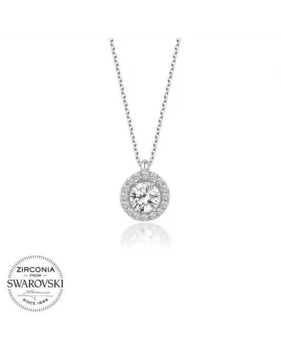 Swarovski Taşlı Gümüş Tektaş Bayan Kolye