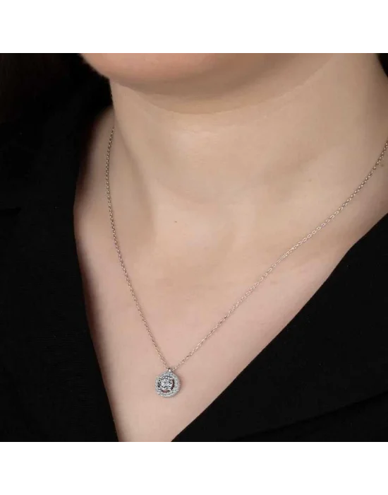 Swarovski Taşlı Gümüş Tektaş Bayan Kolye