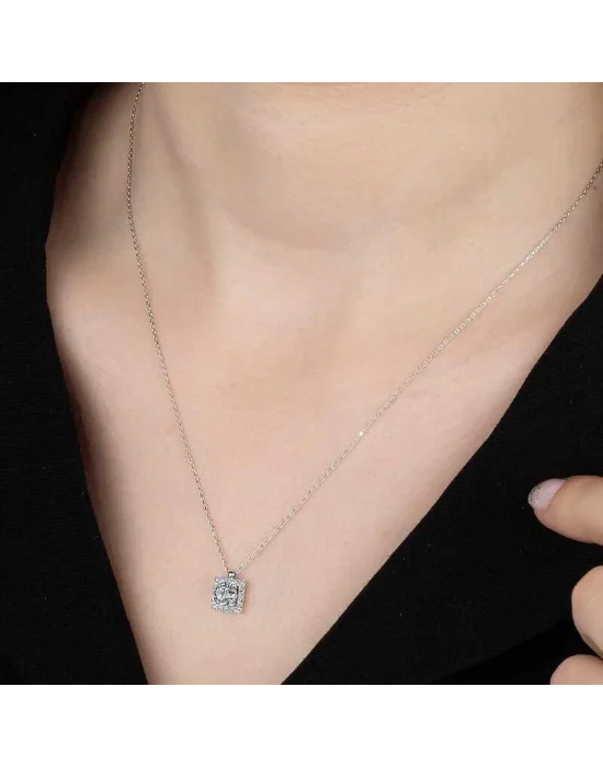 Swarovski Taşlı Gümüş Tektaş Bayan Kolye