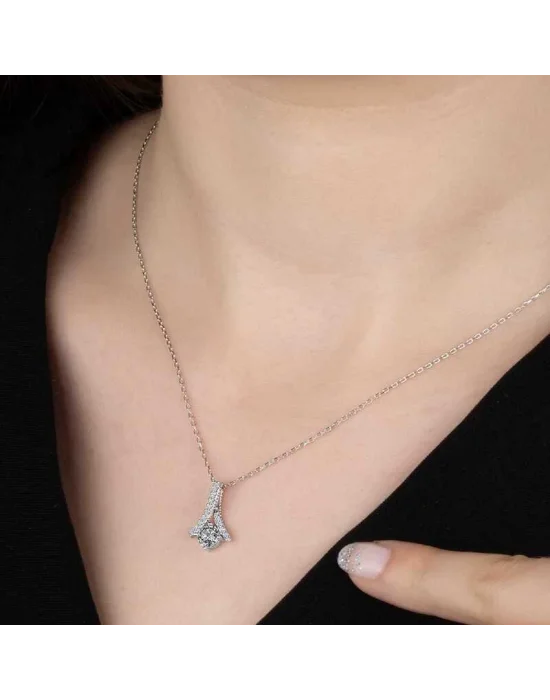 Swarovski Taşlı Gümüş Tektaş Bayan Kolye