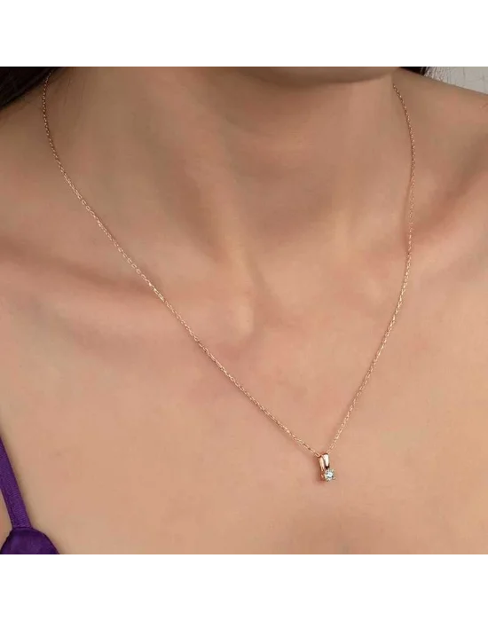 Swarovski Taşlı Gümüş Tektaş Bayan Kolye