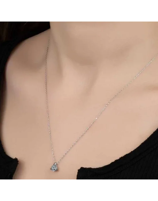 Swarovski Taşlı Gümüş Tektaş Bayan Kolye