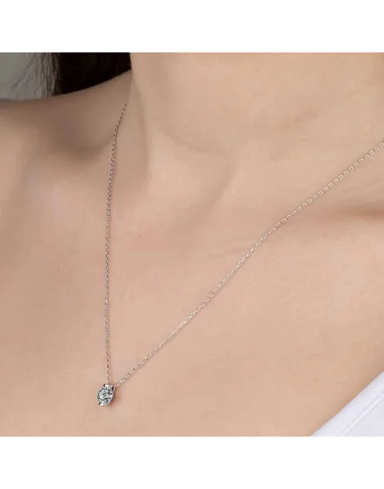 Swarovski Taşlı Gümüş Tektaş Bayan Kolye