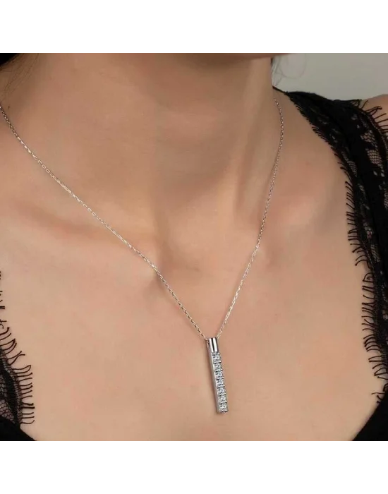 Swarovski Taşlı Gümüş Yeditaş Bayan Kolye