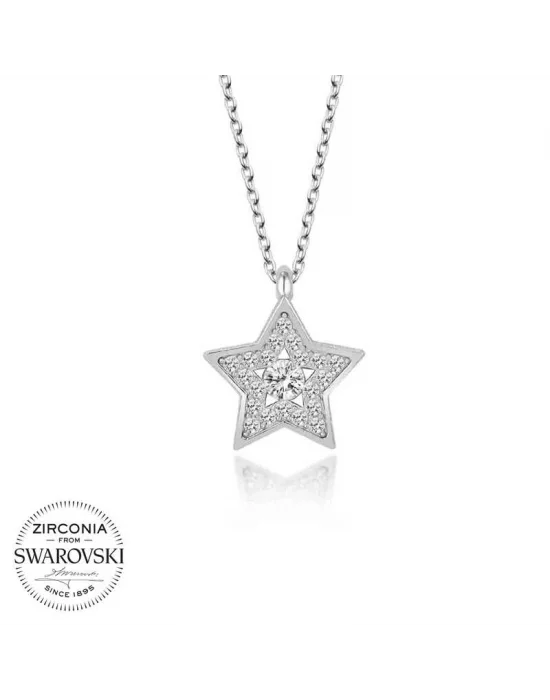 Swarovski Taşlı Gümüş Yıldız Bayan Kolye