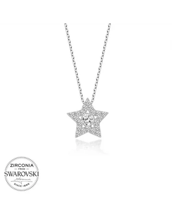 Swarovski Taşlı Gümüş Yıldız Tektaş Bayan Kolye