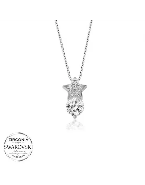 Swarovski Taşlı Gümüş Yıldız Tektaş Bayan Kolye