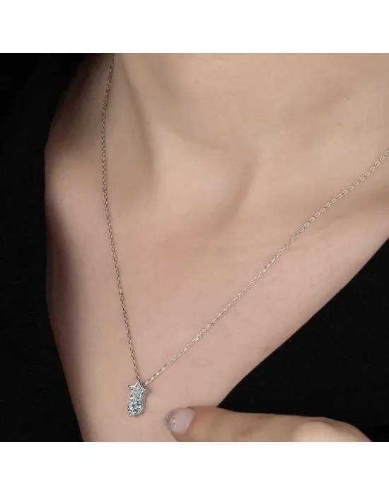 Swarovski Taşlı Gümüş Yıldız Tektaş Bayan Kolye