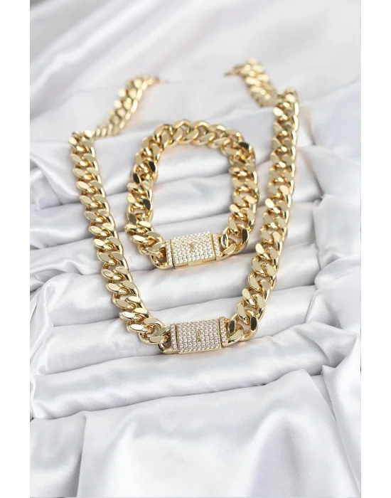 Xuping Gurmet Gold Renk Kolye ve Bileklik Seti