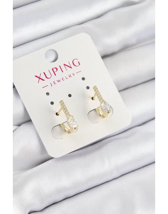 Xuping Zirkon Taşlı I Model Gold Renk Kadın Küpe