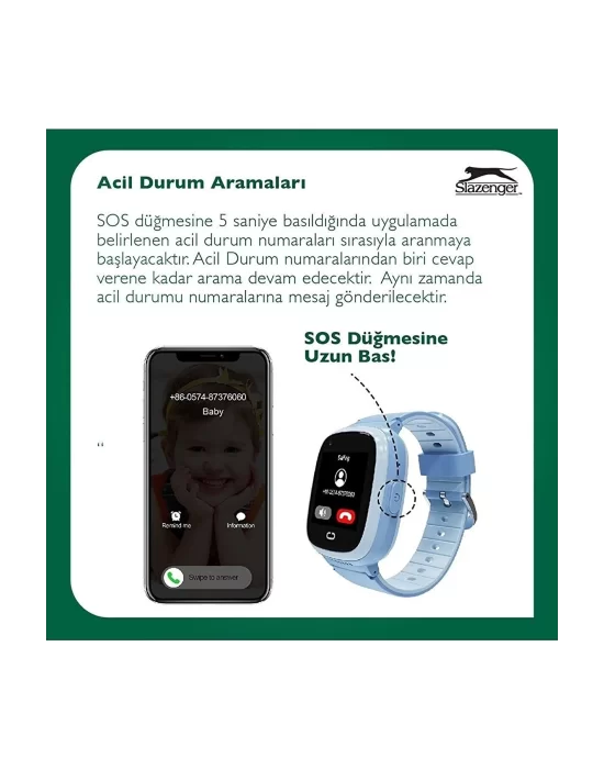 Slazenger SL.09.2158.5.06 Çocuk Akıllı Saat Gprs Kameralı Sim Kartlı Sos Arama