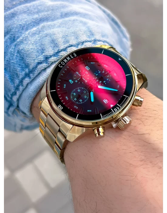 Commes Time Multi Fonksiyonlu Renkli Cam Erkek Kol Saati 3 ATM Su Geçirmezlik