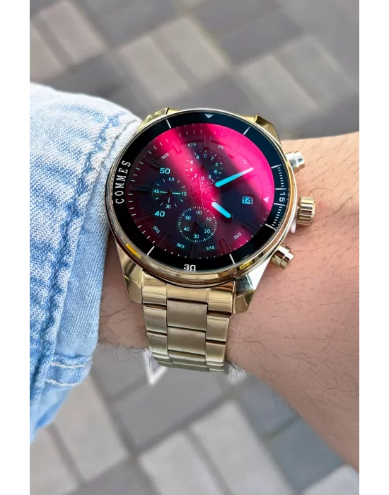 Commes Time Multi Fonksiyonlu Renkli Cam Erkek Kol Saati 3 ATM Su Geçirmezlik