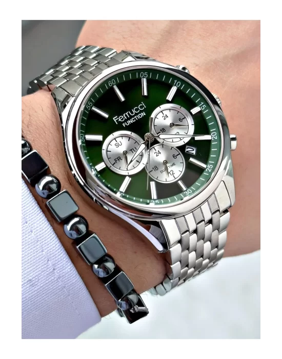 FERRUCCİ FUNCTION YEŞİL KADRANLI GÜMÜŞ METAL ERKEK KOL SAATİ