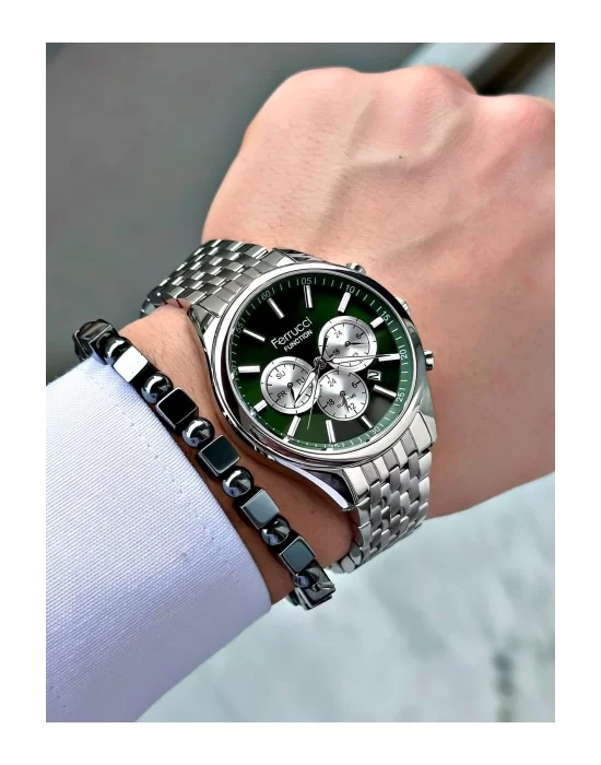 FERRUCCİ FUNCTION YEŞİL KADRANLI GÜMÜŞ METAL ERKEK KOL SAATİ