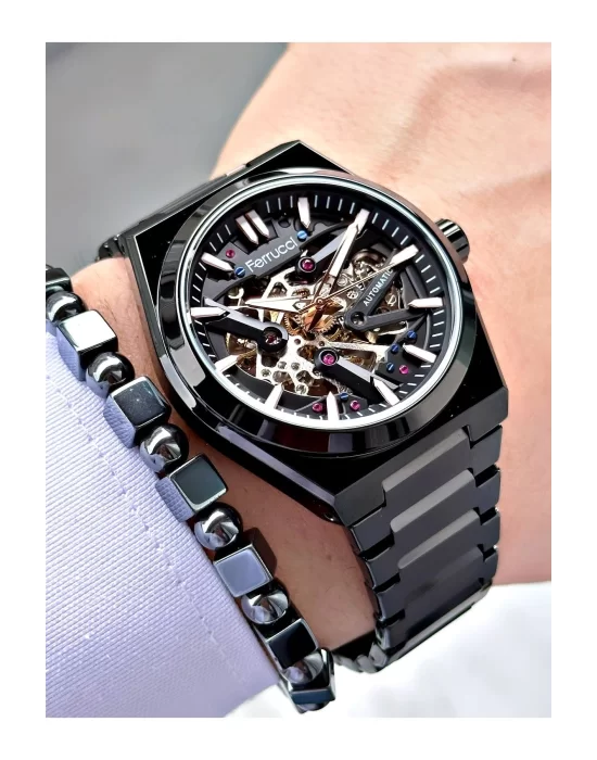 FERRUCCİ OTOMATİK SİYAH METAL ERKEK KOL SAATİ