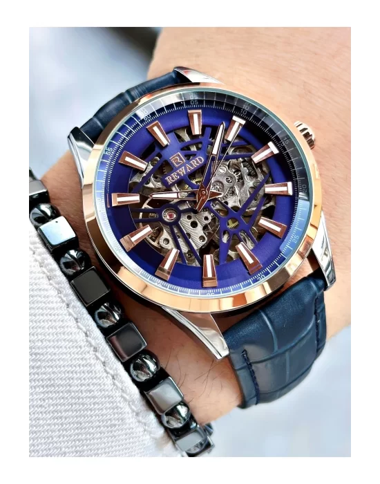 Reward A146411 Deri Kordon İskelet Model Otomatik Erkek Kol Saat