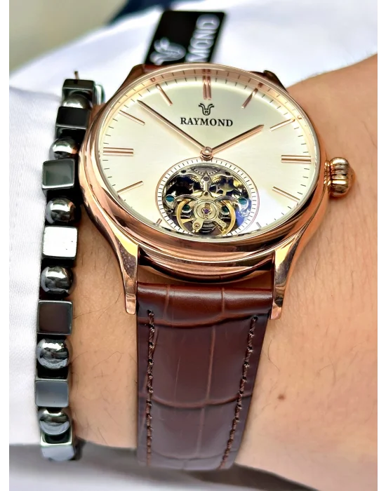 Raymond Özel Seri Otomatik Diplomat Klipsli Deri Kordon Erkek Saati