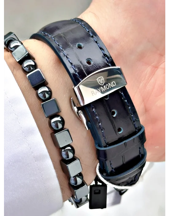 Raymond Özel Seri Otomatik Diplomat Klipsli Deri Kordon Erkek Saati