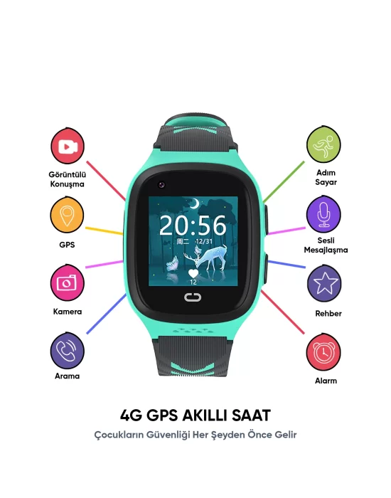 Slazenger SL.09.2158.5.07 Yeşil Renk Çocuk Akıllı Saat Gprs Kameralı Sim Kartlı Sos Arama 4G