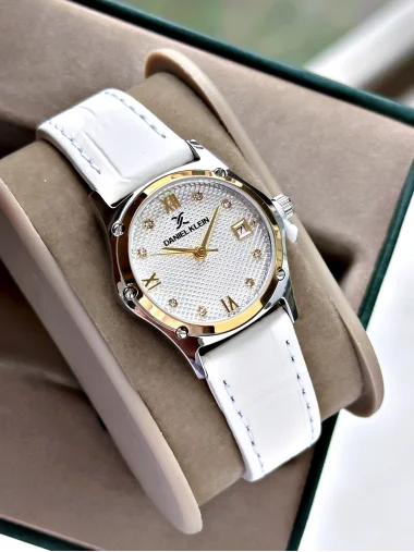 Daniel Klein Beyaz Deri Kordon Kadın Kol Saati 29 mm