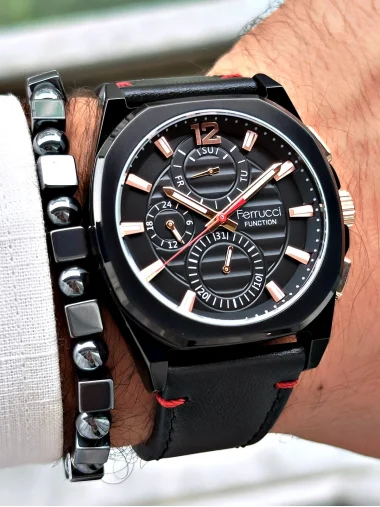 Ferrucci Function FCF.03382K.02 Deri Kordon Erkek Kol Saati