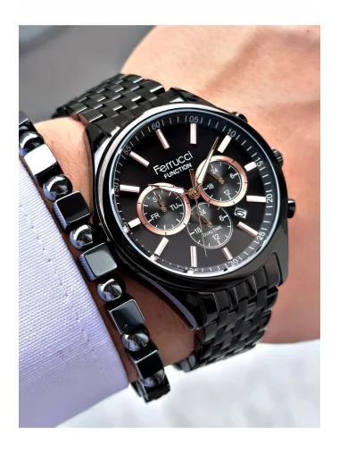 FERRUCCİ FUNCTION SİYAH KADRANLI SİYAH METAL ERKEK KOL SAATİ