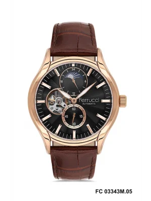 Ferrucci Otomatik Deri Kordon Erkek Kol Saati