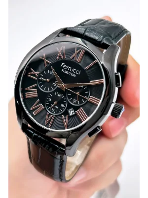 Ferrucci Function FCF.03218FK.03 Multi-Fonksiyon Deri Kordon Erkek Kol Saati