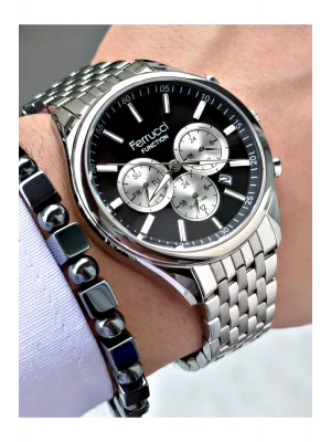 FERRUCCİ FUNCTION SİYAH KADRANLI GÜMÜŞ METAL ERKEK KOL SAATİ