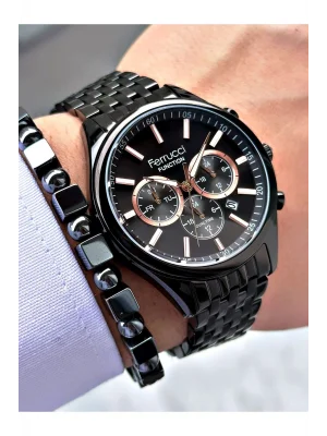 FERRUCCİ FUNCTION SİYAH KADRANLI SİYAH METAL ERKEK KOL SAATİ