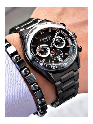 FERRUCCİ FUNCTION TAKVİMLİ SİYAH METAL ERKEK KOL SAATİ